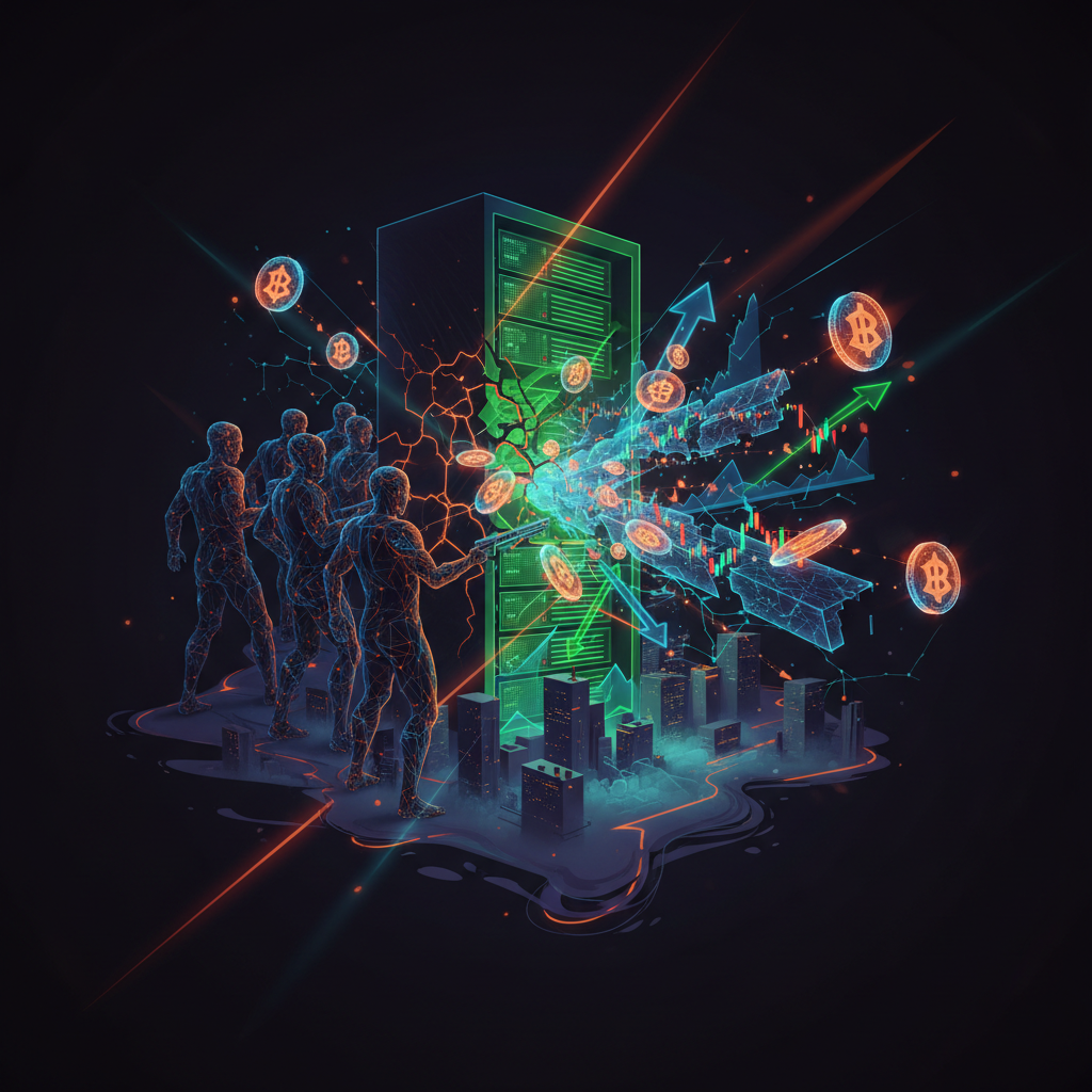 Abstract digital vault scene representing the OpenAI security breach with neon accents.