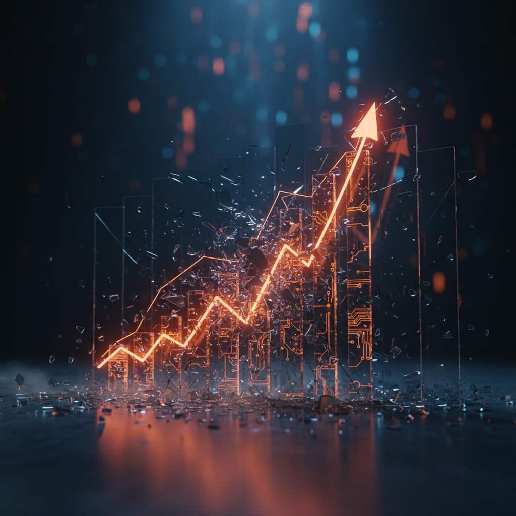 Futuristic digital chart illustrating a bullish Bitcoin price prediction in neon light.