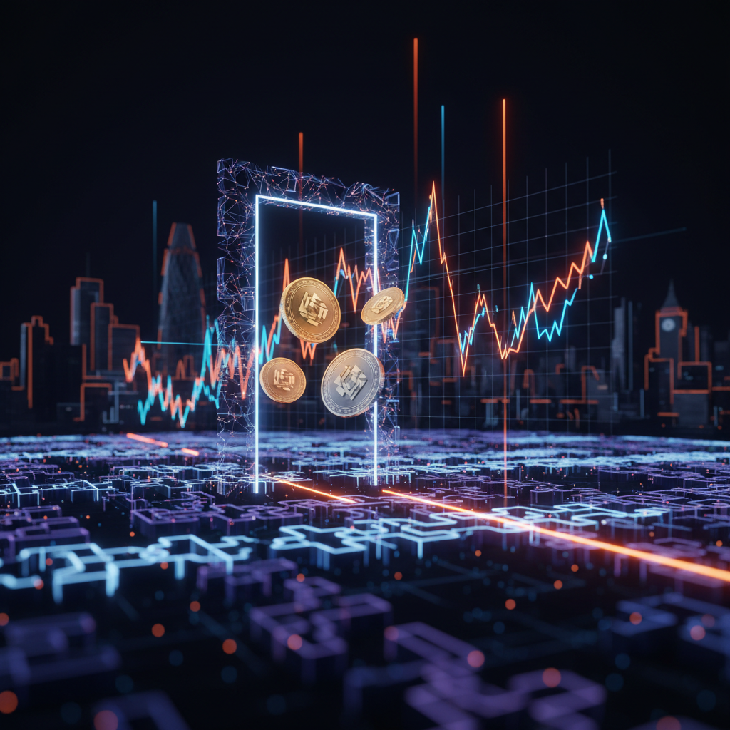 A digital compliance interface glowing in orange representing the FCA crypto authorisation system.