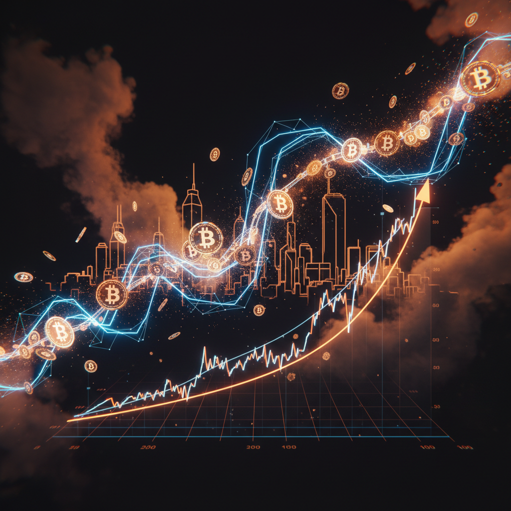 Financial trading screens displaying market charts and Bitcoin ETF inflows data.
