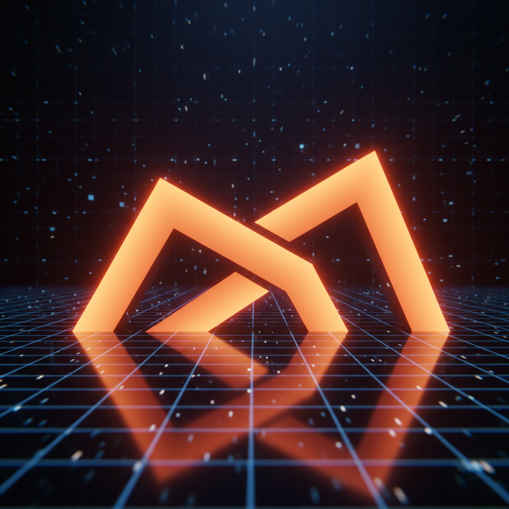 Futuristic technical analysis chart showing XRP price action and trend lines with orange neon.