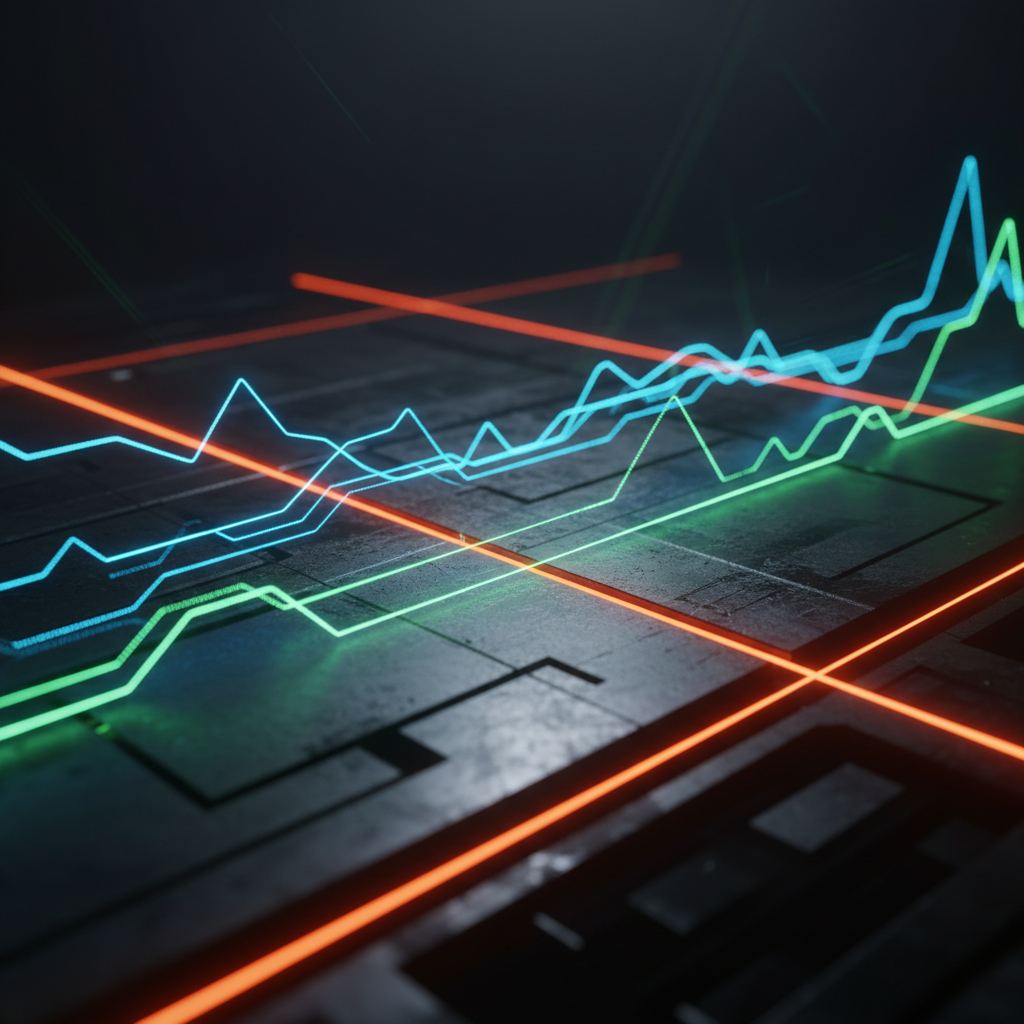 A digital chart displaying a Bitcoin price correction alongside climbing altcoin indicators.