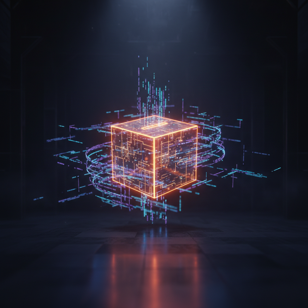 A digital governance ballot glowing with orange neon after a Cardano treasury vote.