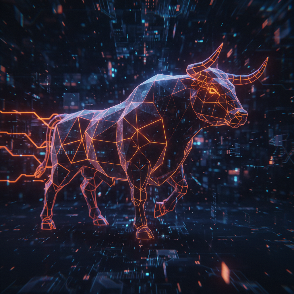 Futuristic digital financial graphic illustrating the Cathie Wood Bitcoin defense against venture capital skepticism.