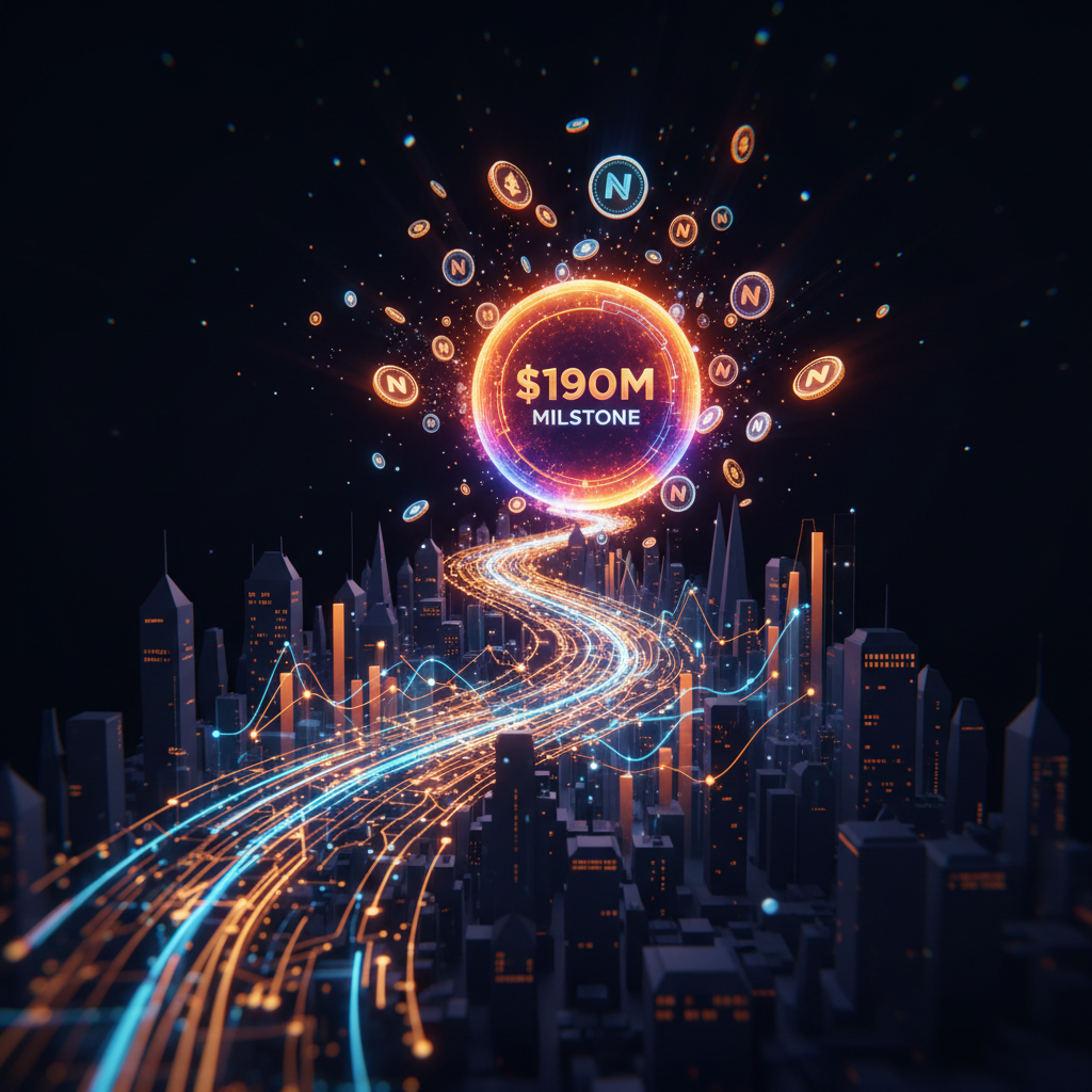 Glowing network nodes showing rising Near Protocol TVL across a digital grid