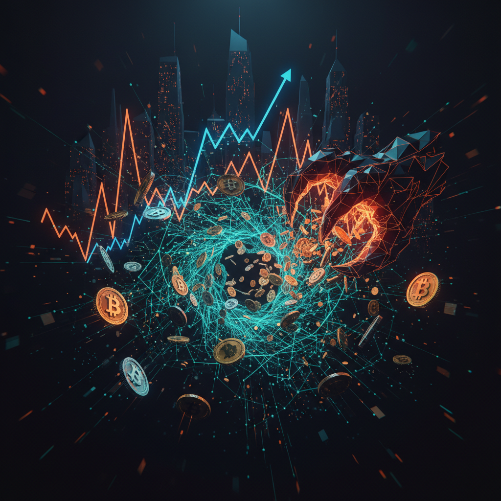 A digital wallet interface targeted by a crypto malware attack with glowing vectors.