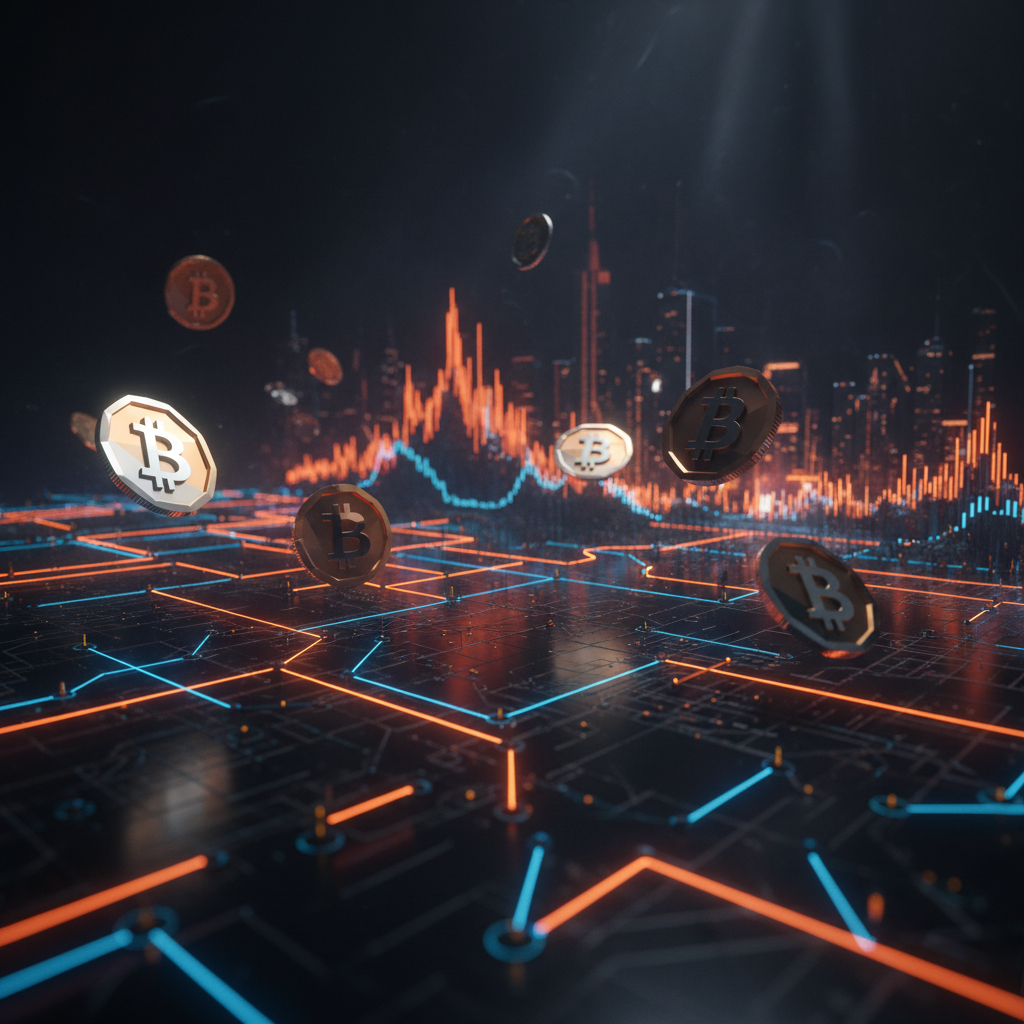 Glowing digital currency monolith representing the Robert Kiyosaki Bitcoin warning against market instability.
