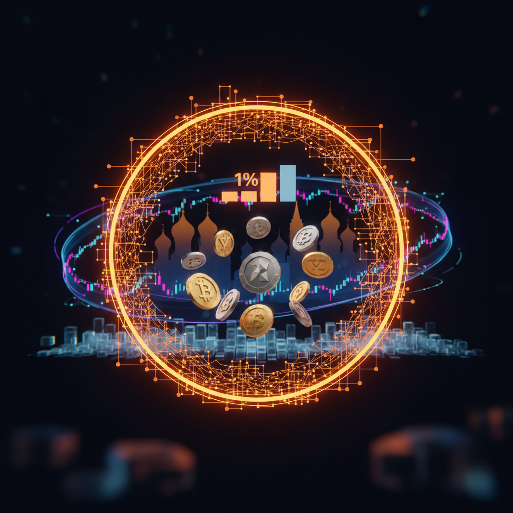 Financial vault with digital currency symbols illustrating the Russia crypto banking cap proposal.