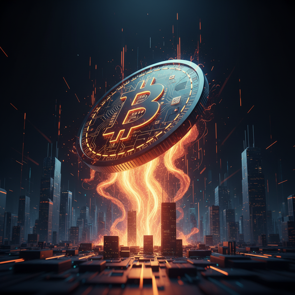 Glowing price indicators showing the Bitcoin price rally climbing steeply on a dark terminal.