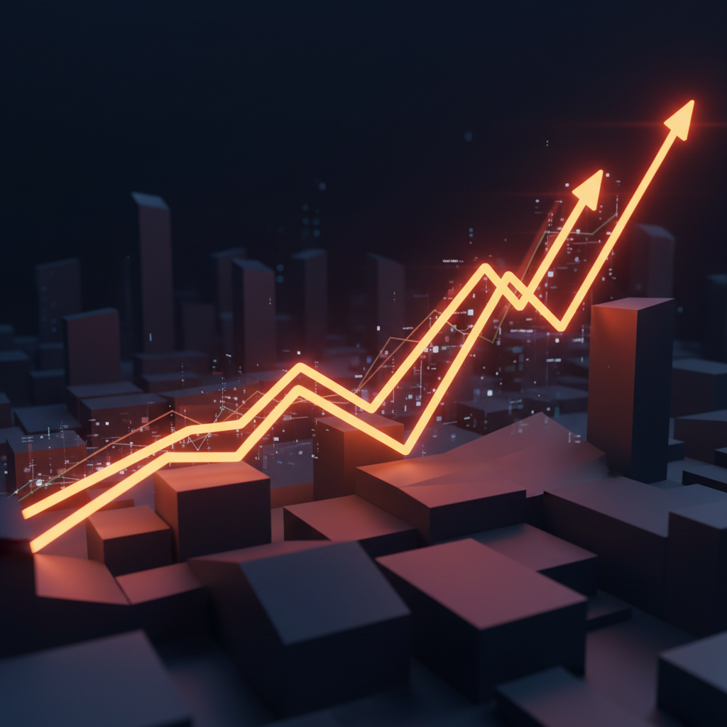 Glowing technical chart displaying the Bitcoin 50-week MA breakout on dark screens