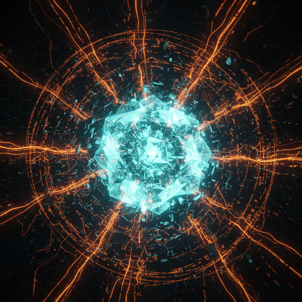 Futuristic network server room visualizing the Google Gemini AI hack incident.