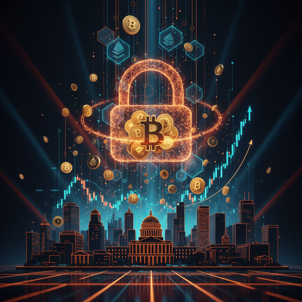 A fortified futuristic vault depicting the Bitcoin reserve bill and long-term asset storage.