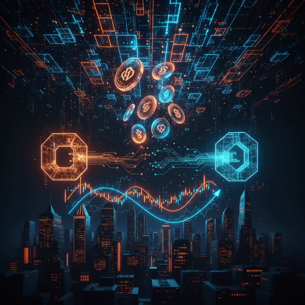 A digital bridge connecting traditional financial institutions with tokenized fund distribution networks.