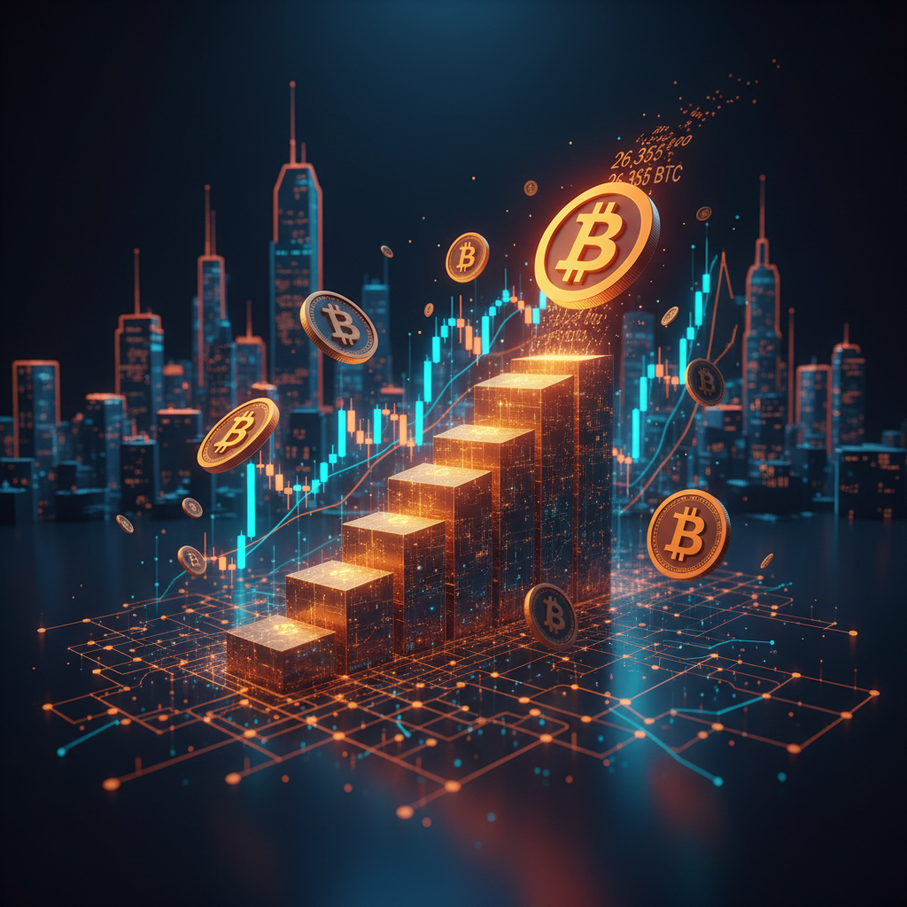 A secure vault representing a corporate Bitcoin treasury with glowing orange digital data