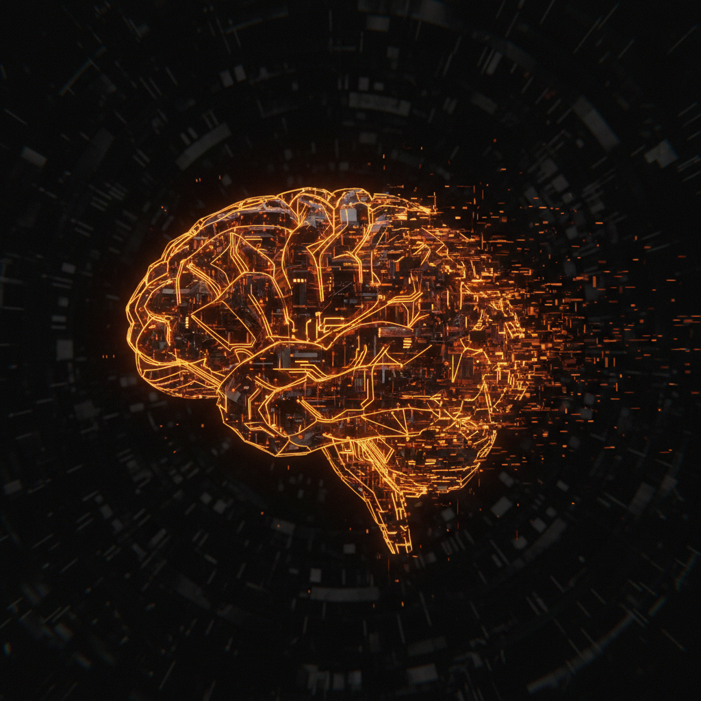 Decentralized AI interface with orange circuits representing the Venice VVV token.