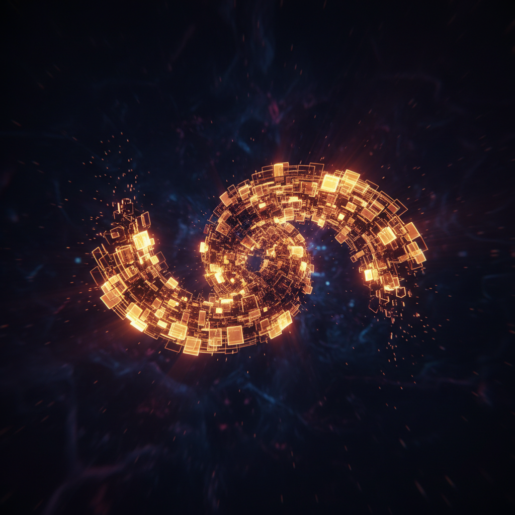 Abstract blockchain migration bridge illustrating the ZetaChain Solana migration with glowing orange paths.
