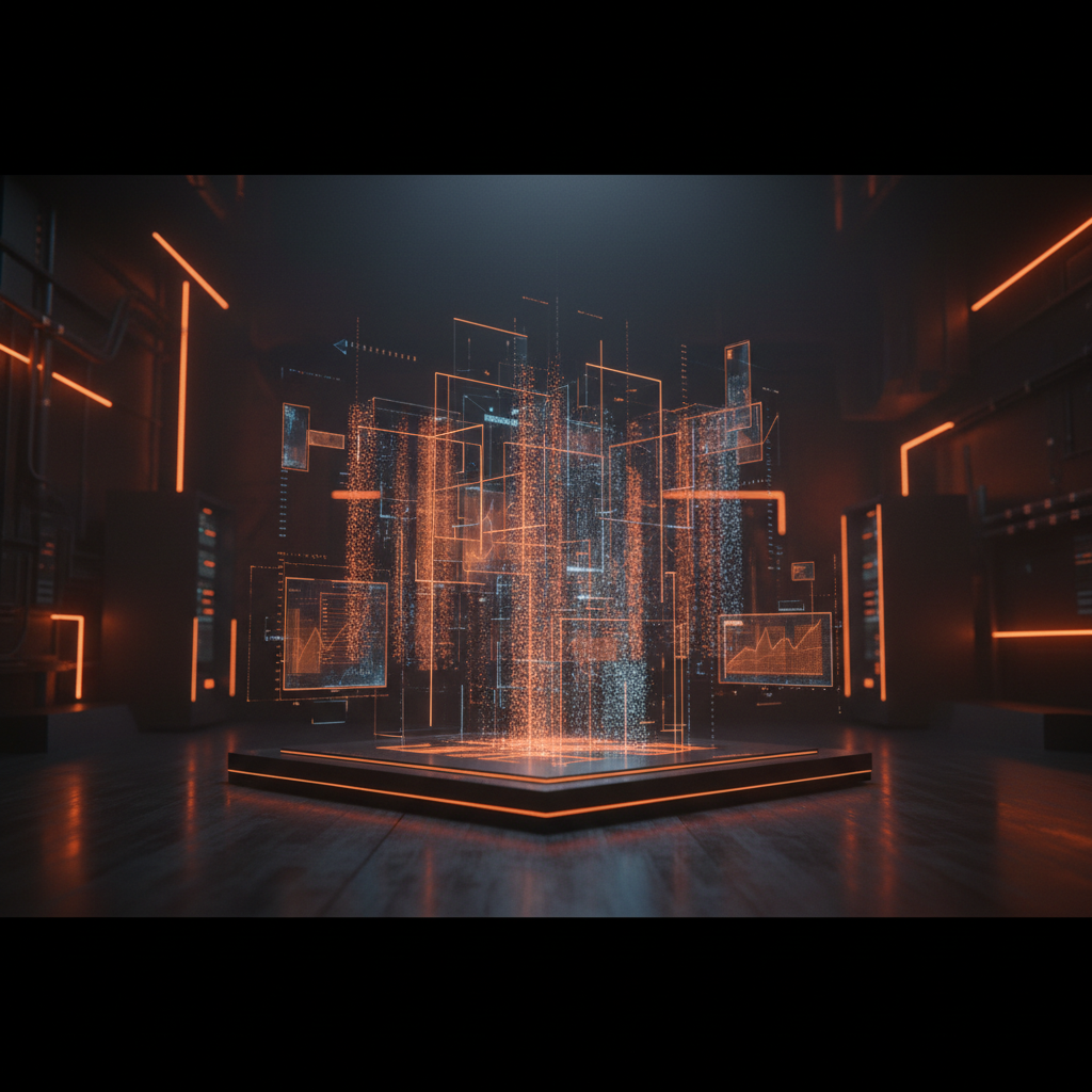 Data dashboards visualizing high revenue tokens earnings and protocol cash flows in orange neon.