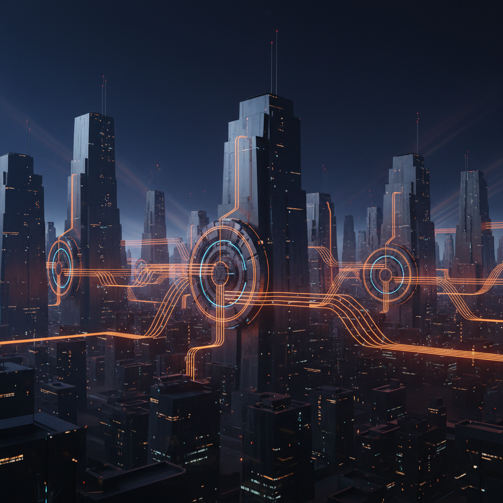 Digital vault and currency stream illustration highlighting Russia stablecoin risks in glowing orange.