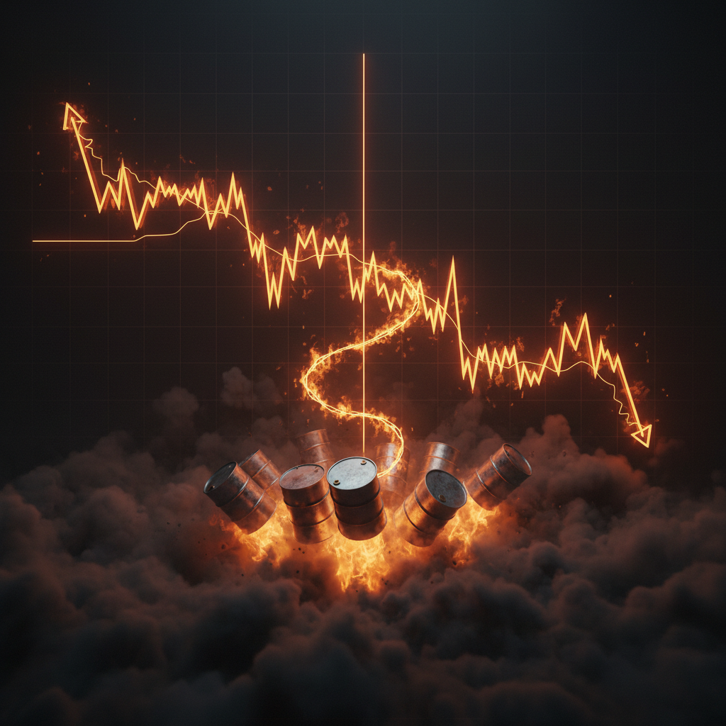 Financial chart displays tracking a severe crypto market selloff amidst rising energy prices.