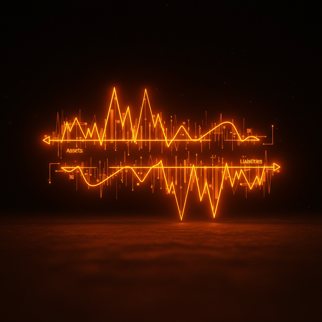 An abstract chart illustrating a sudden Bitcoin dominance drop with glowing orange accents.