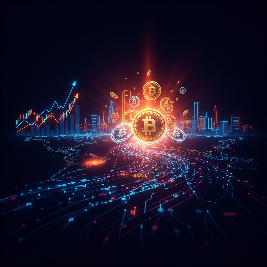 Digital map illustrating Latin America stablecoins adoption with glowing orange network corridors