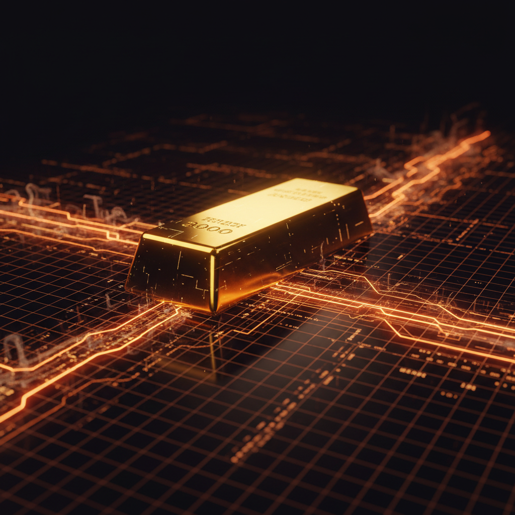 Comparison between precious metals and digital assets tracking XRP vs Gold performance on dark background.