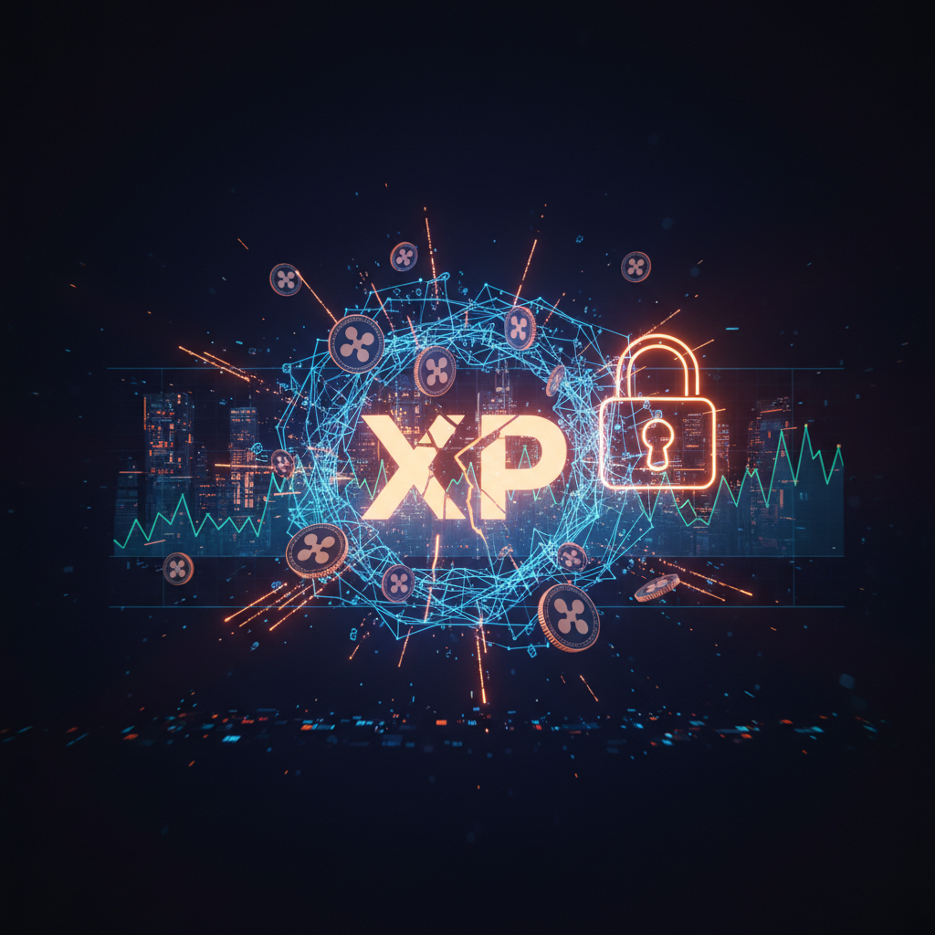 Digital vault interface illustrating suspended Bitget XRP withdrawals amid secure network monitoring.