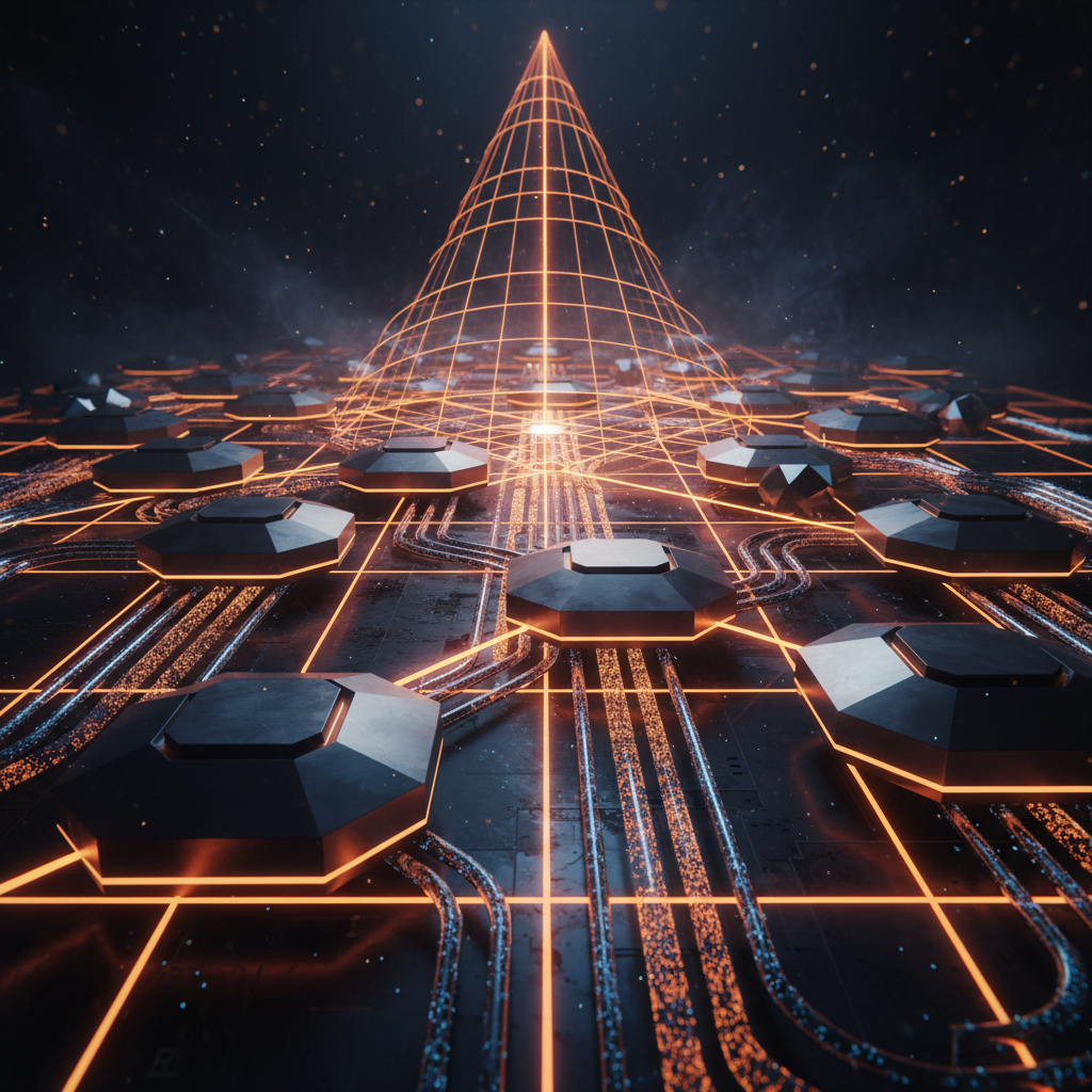 A high-tech digital surveillance matrix reflecting a China crypto warning across dark network nodes.