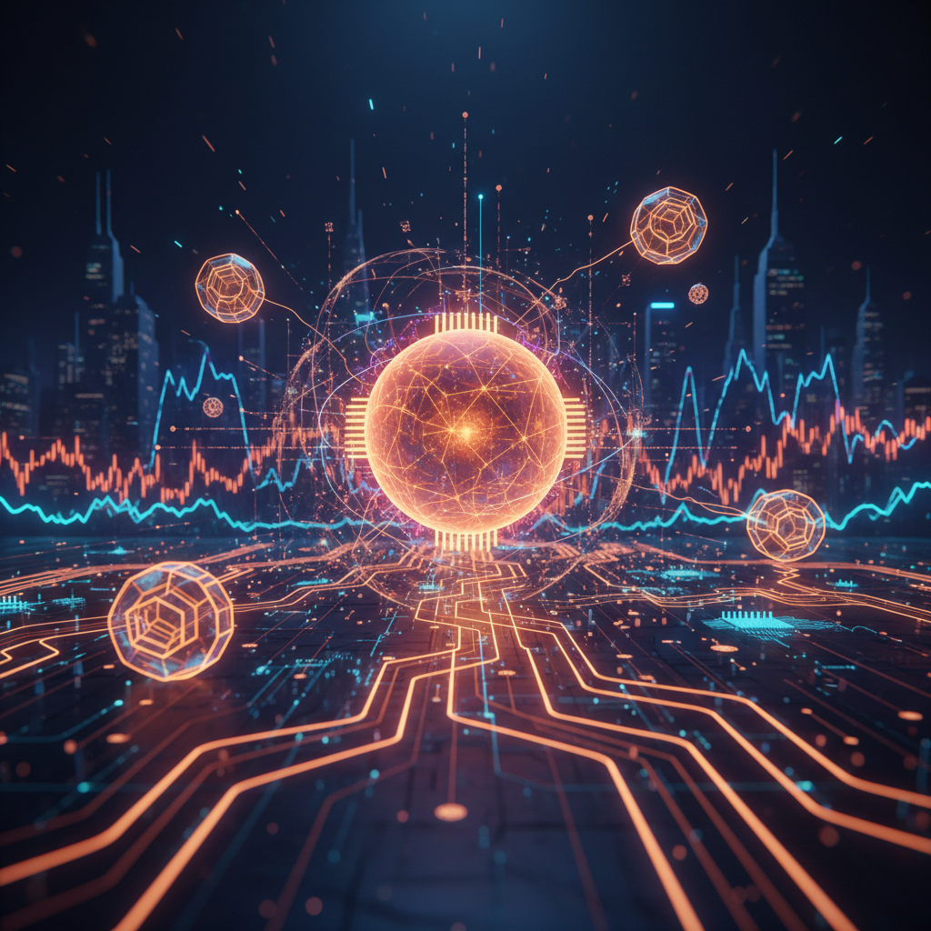 Digital neural networks and blockchain data streams illustrating AI crypto convergence