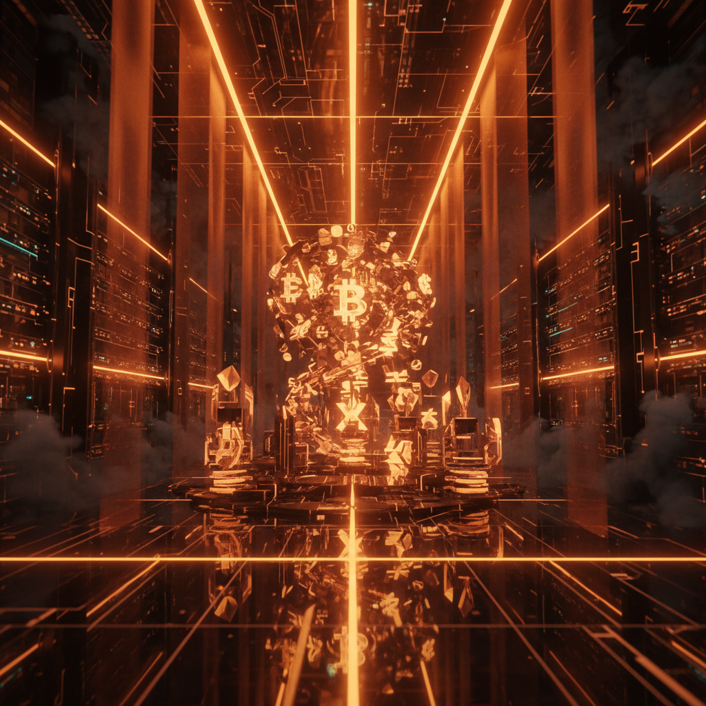 Visual representation of Robinhood crypto holdings secured in vast digital vaults