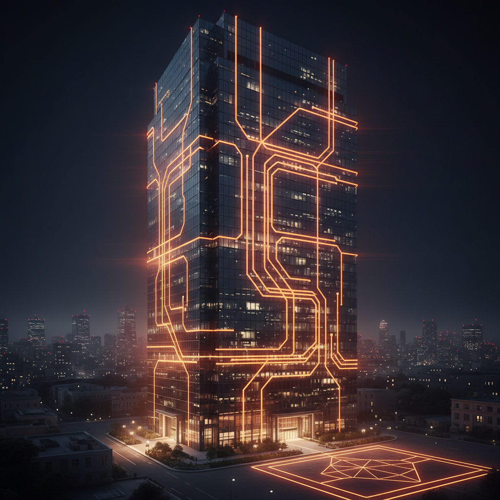 Futuristic financial district symbolizing the SBI Bitbank acquisition in Tokyo