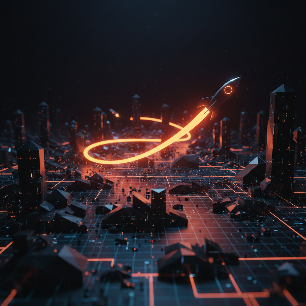 Abstract digital charts tracking the Solana PUMP token momentum with dark and orange visuals.