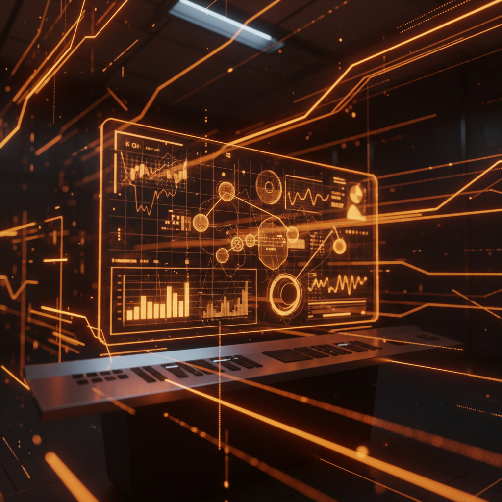 Futuristic data visualization of rising crypto prediction markets volume against market charts.
