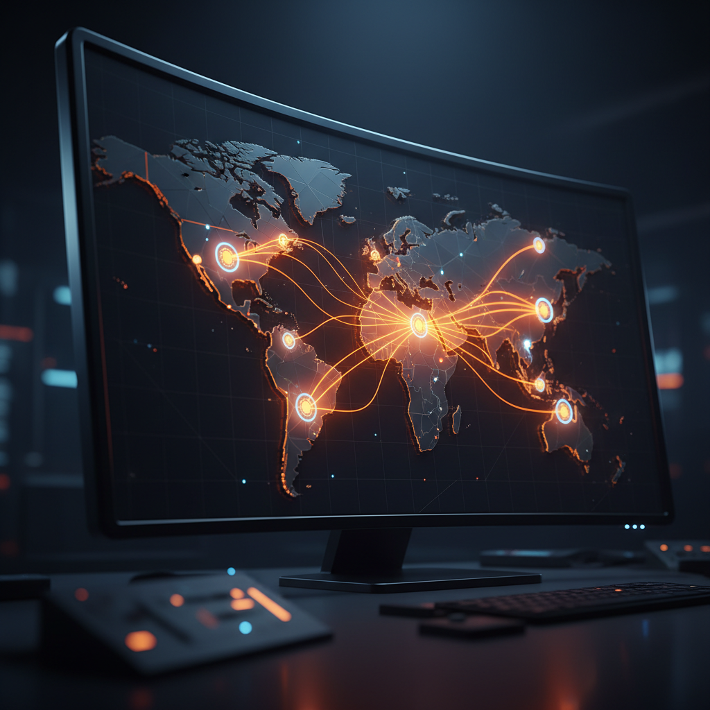A digital enforcement map displaying financial nodes affected by A7 Network sanctions.