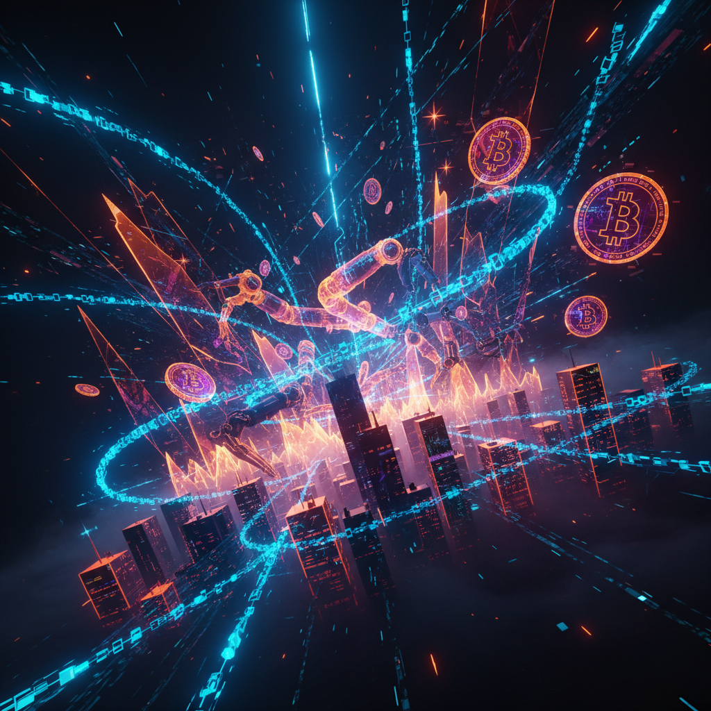 A glowing network grid illustrating the AI bot traffic surge across dark digital servers.