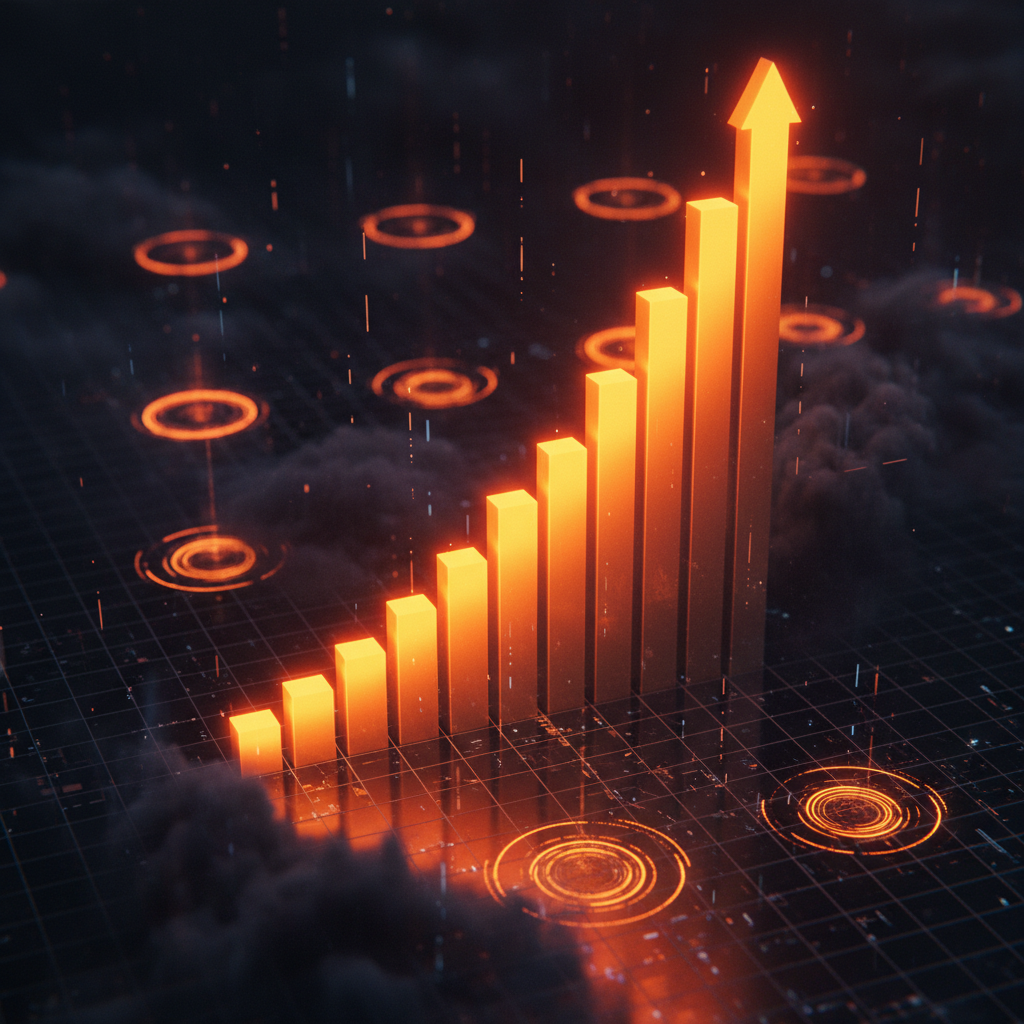 Trading terminal displaying a dramatic Bitcoin short liquidation candle in glowing orange neon accents.