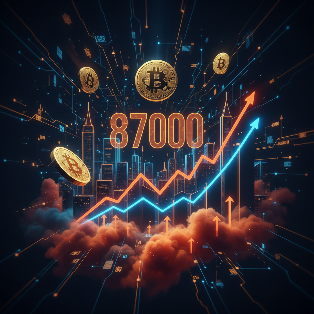 Financial chart showing a sharp price surge during the Bitcoin jobs report rally on a dark background.