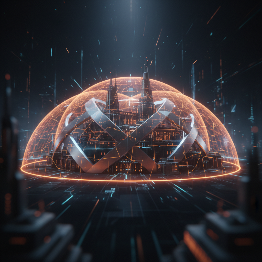 Security shield concept representing the Bitget security breach response with glowing orange defensive layers.