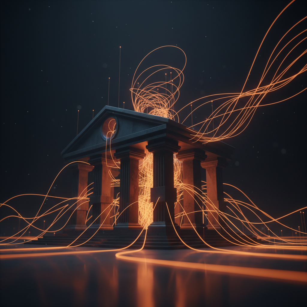 A sleek financial chart scene illustrating Citi Fed rate hikes with glowing orange neon elements.