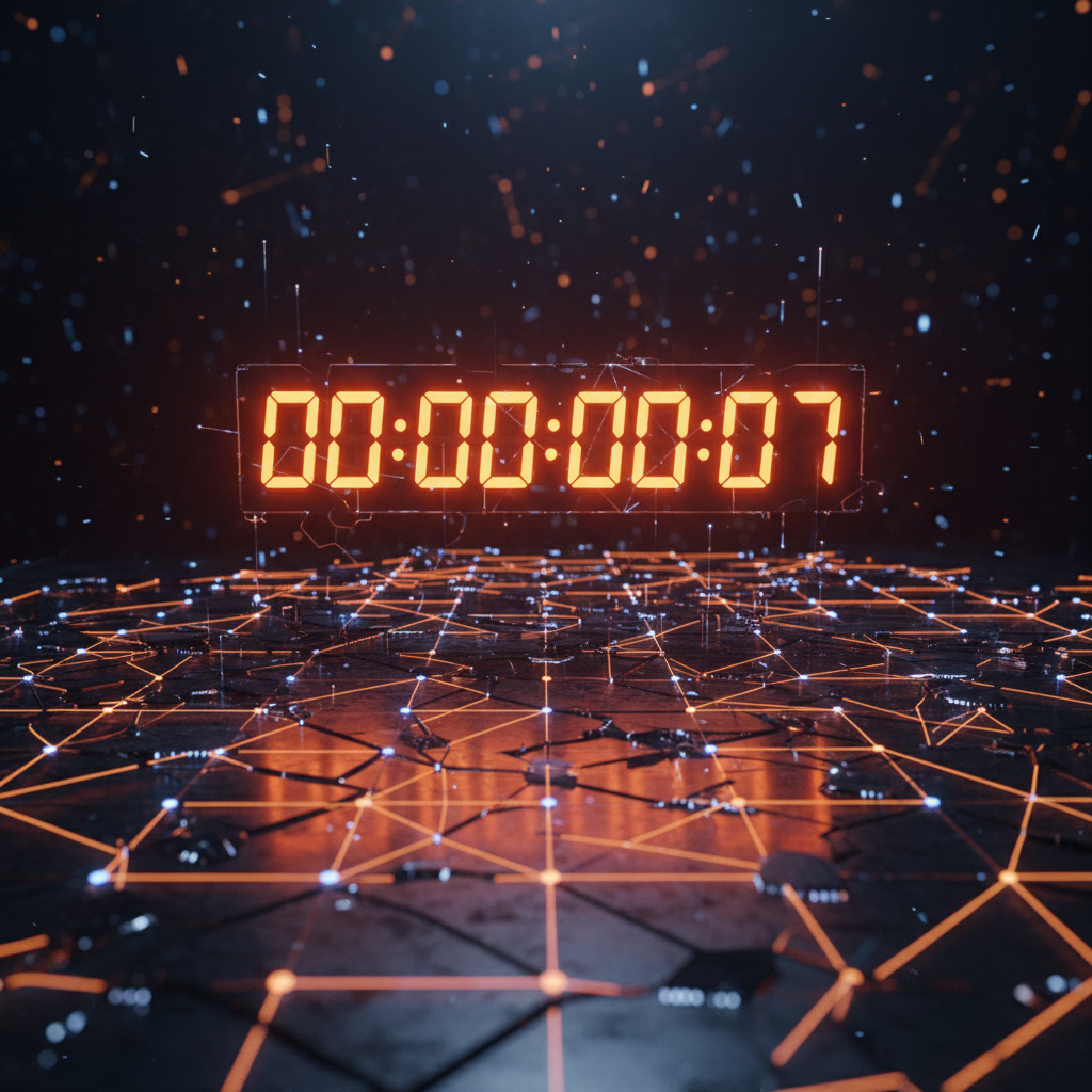 Digital countdown interface symbolizing the NEAR Intents exploit ultimatum against a dark background with orange neon