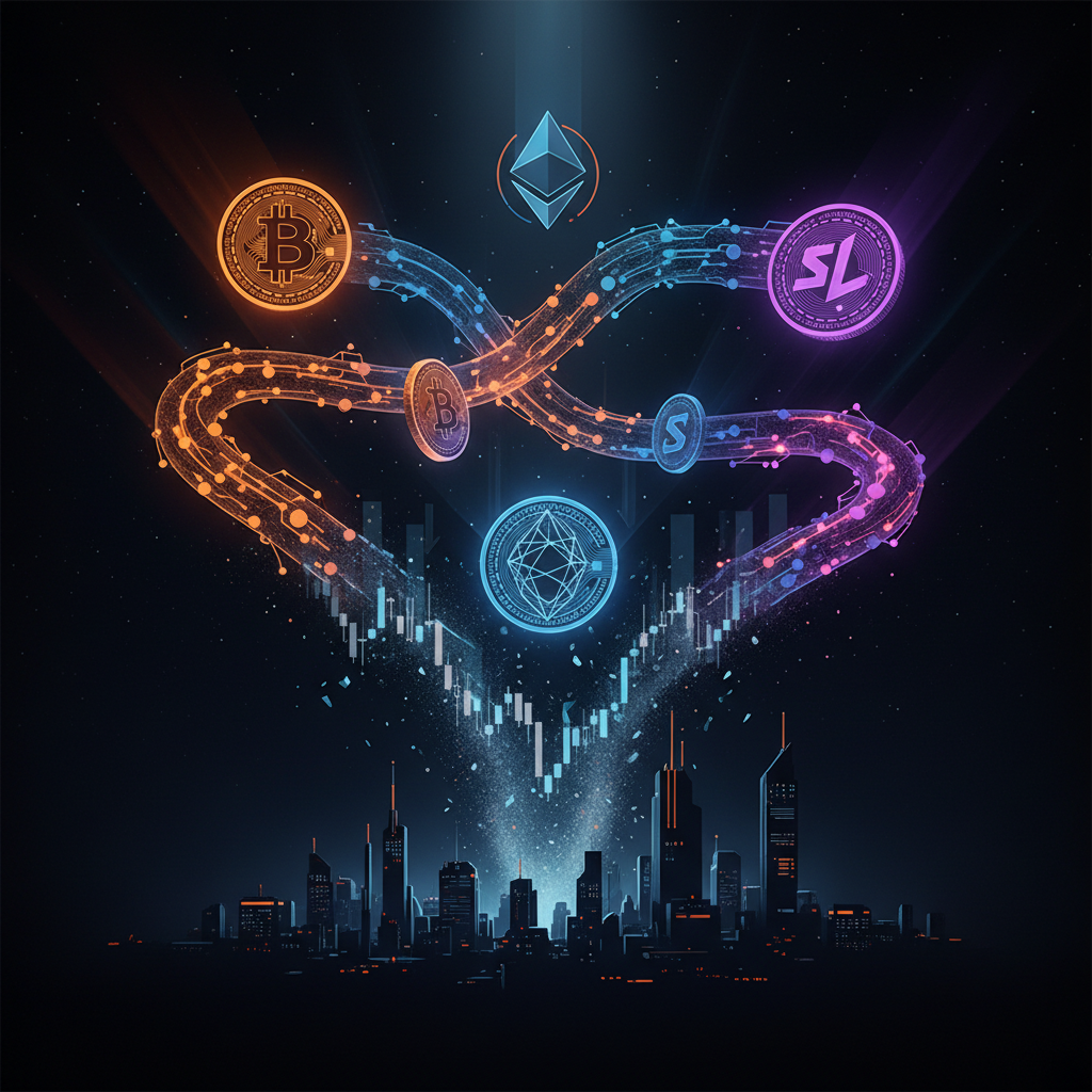 Trading analytics display showing quarterly crypto ETF outflows in orange neon illumination