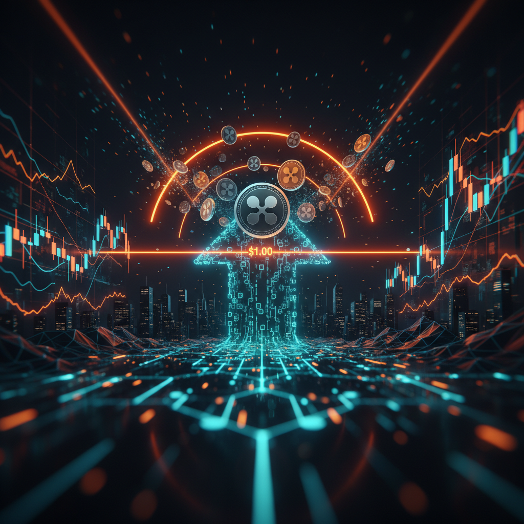 Cryptocurrency market chart highlighting an XRP price breakout with glowing trendlines