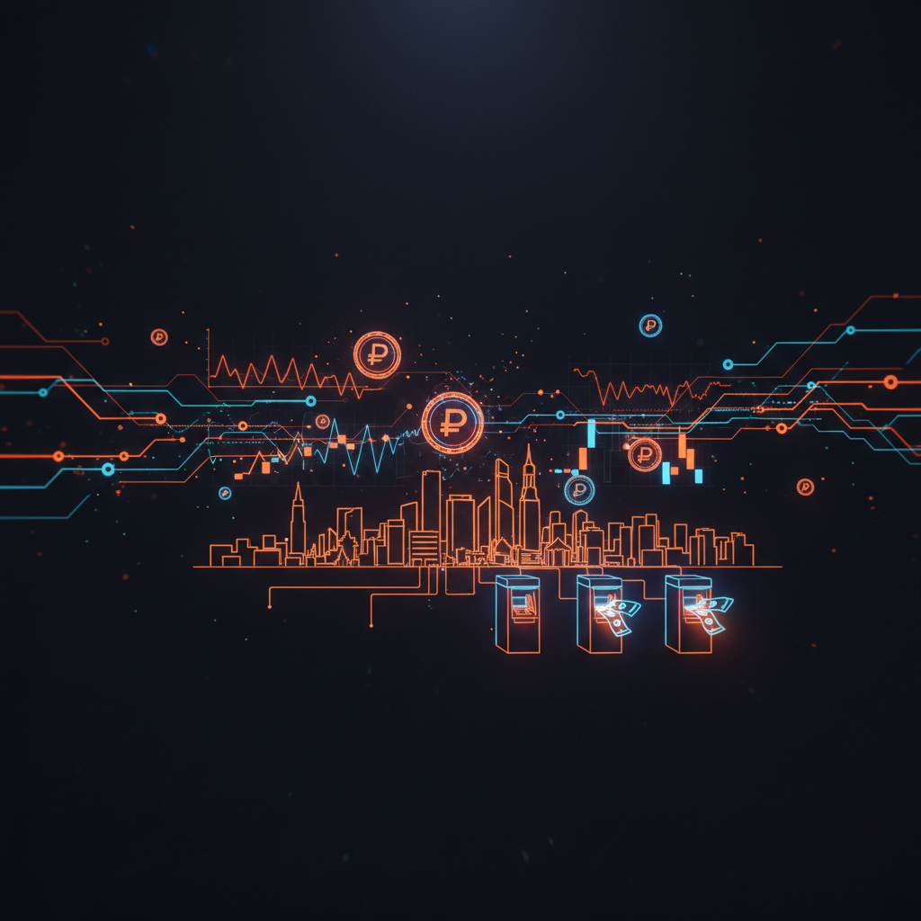Russian central bank platform processing digital ruble wages on modern financial terminals.