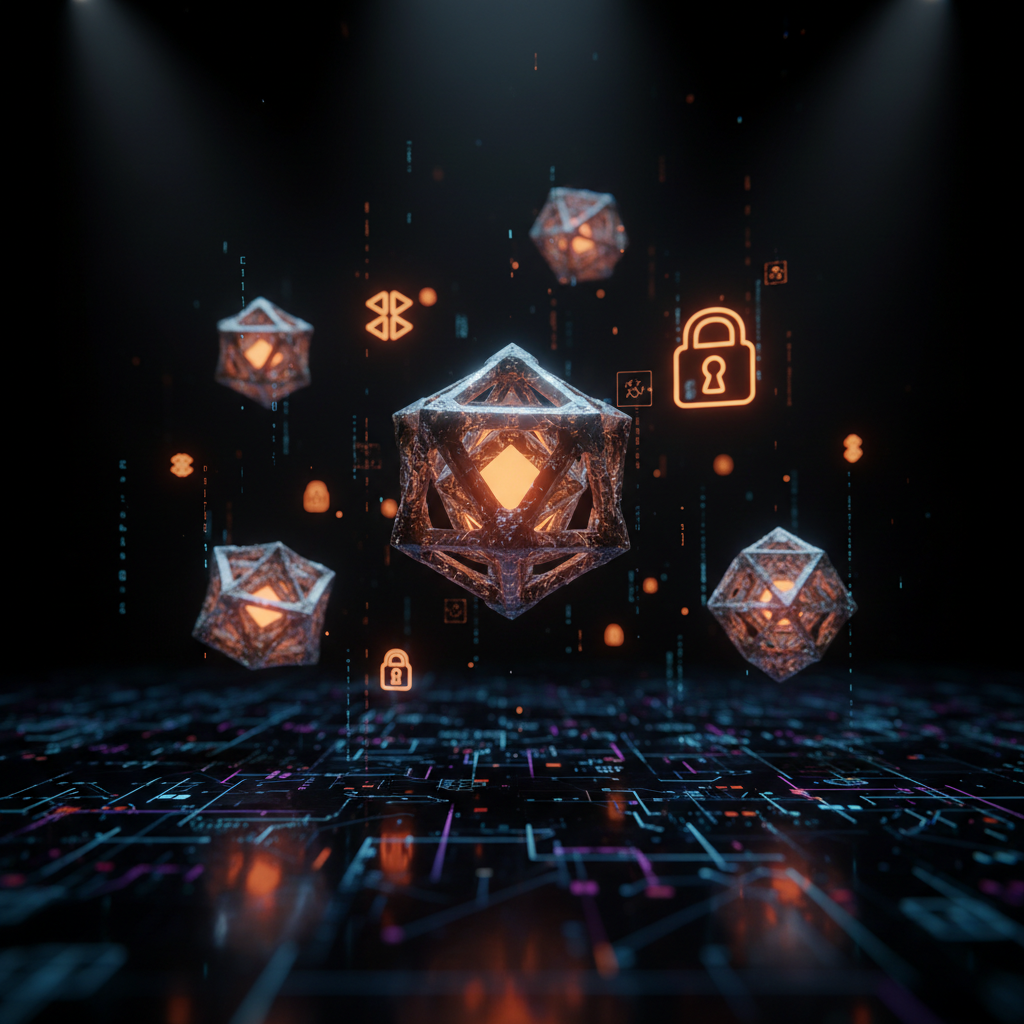 Floating digital asset tokens illuminated with orange glow illustrating the crypto altcoin season analysis.