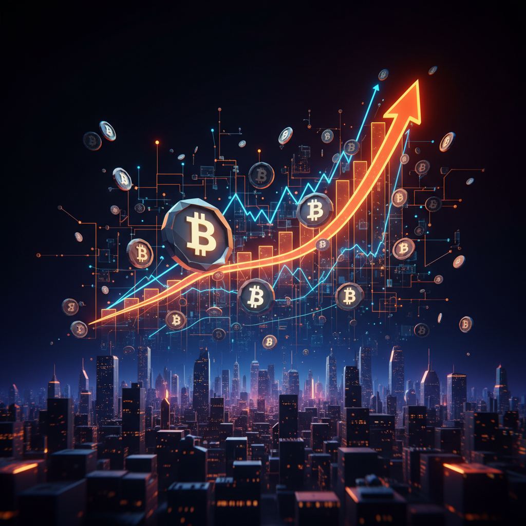 A sleek debit card processing digital crypto card spending over glowing transaction networks.
