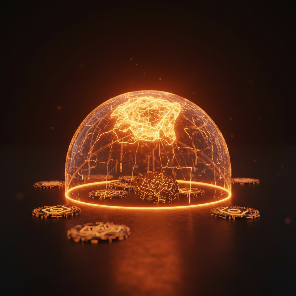 A protective glowing shield symbolizing XRP DeFi insurance coverage for network assets.