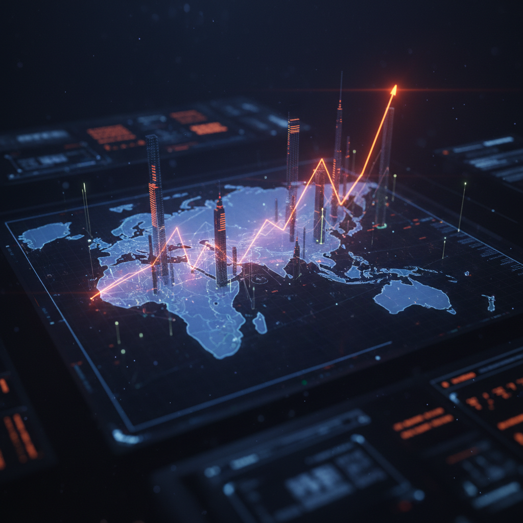 A glowing financial skyline illustrating predictions of a China crypto reopening and market boom.