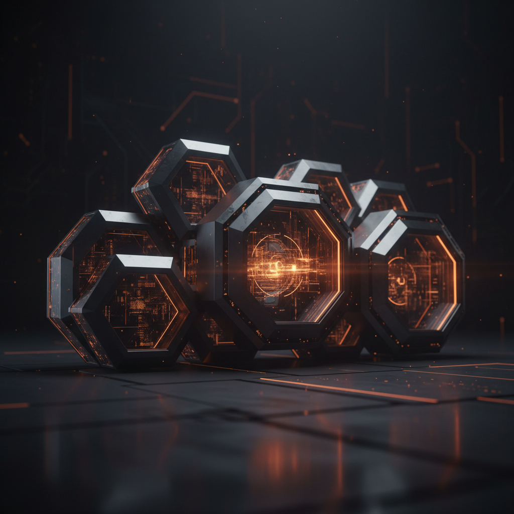 An abstract institutional finance vault showcasing Ripple institutional expansion with neon orange data lines.