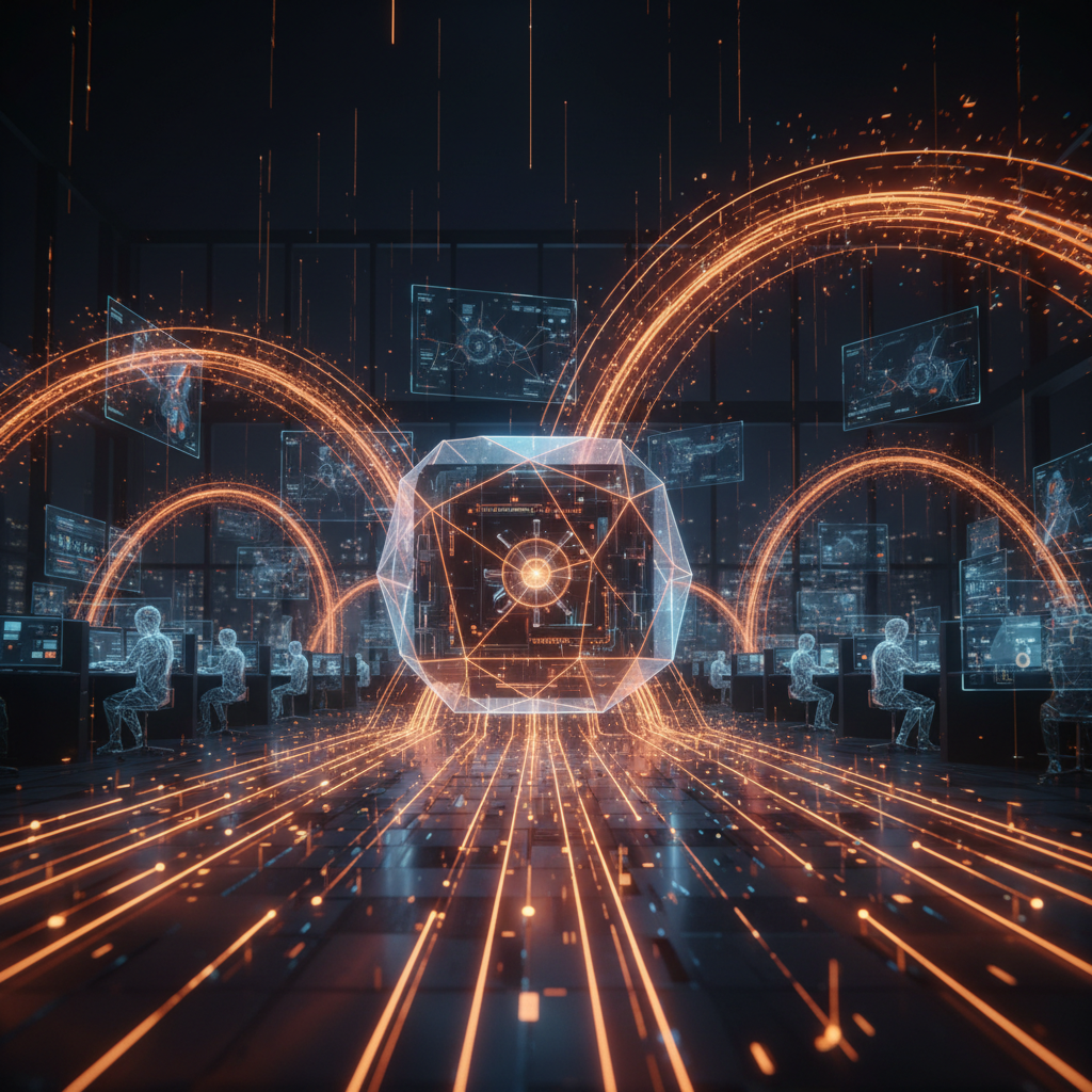 Digital glowing vault and stock exchange boards showing the XRP treasury infrastructure.