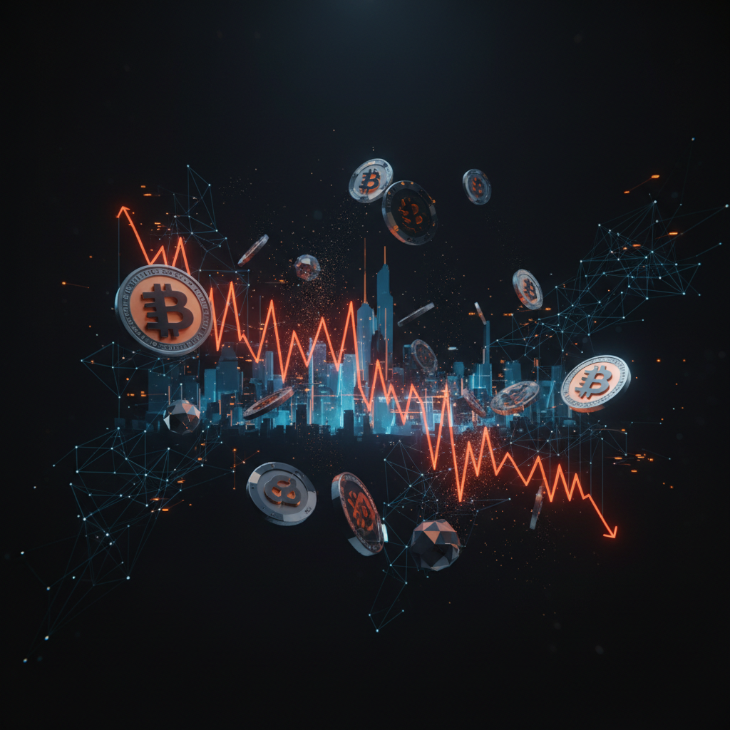 A digital trading screen showing charts during an altcoin market correction.